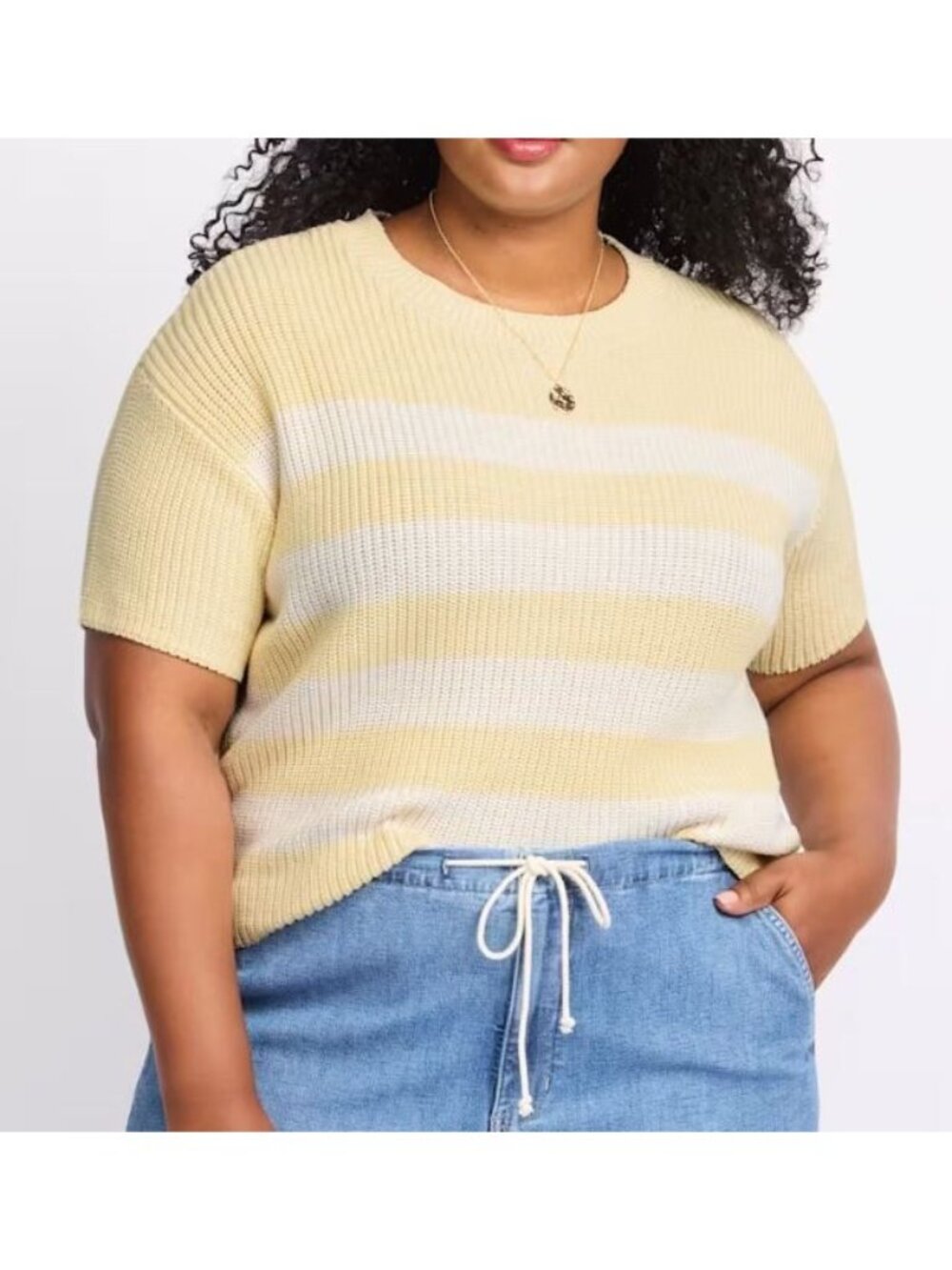 Market & Spruce Marie Crewneck Short Sleeve Sweater Women Size Large NWT